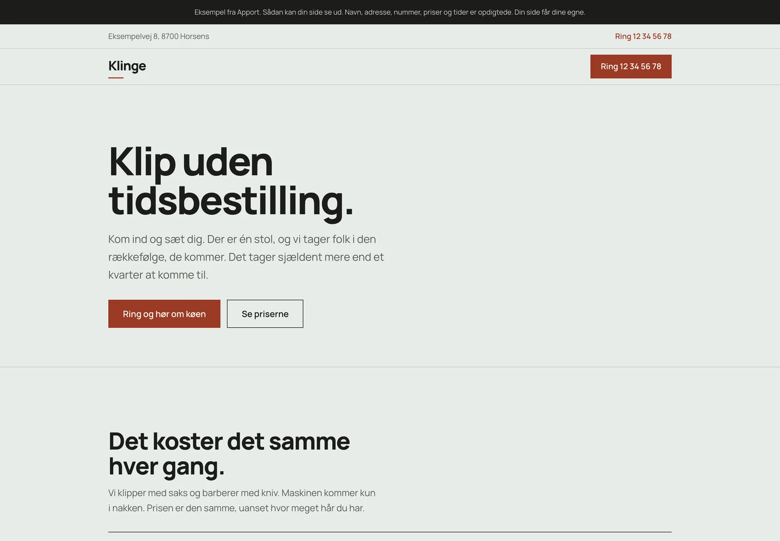 Skærmbillede af eksemplet Klinge, barber